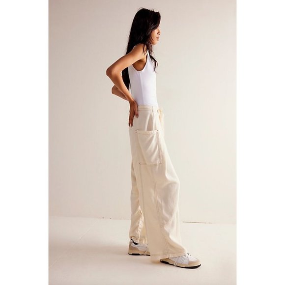 Free People Dunes Wide-Leg Jeans In Ivory Size 26 Retro Y2k Cargo Pants - Picture 3 of 6